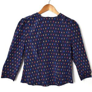 Vintage 80's Blue Long Sleeve Pintuck Shirt Small